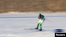 Samuel Uduigowme Ikpefan of Nigeria is seen in action during the 2022 Beijing Olympics, at the National Cross-Country Centre, Zhangjiakou, China, Feb. 8, 2022.