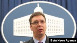 Potpredsednik vlade Aleksandar Vučić na konferenciji za novinare u Vladi Srbije.