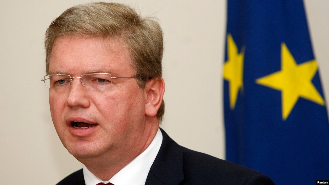 FILE - European Commissioner for Enlargement Stefan Fule, May 3, 2012.