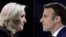 Kobinacija fotografija predsjedničkih kandidata Mari le Pen i Emanuela Makrona