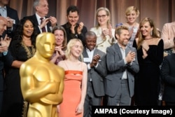 Oscar nominees gather for class photo at Oscar nominees lunch in Los Angeles, California.