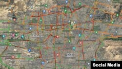 نقشه «گوگل مپ» از صبح یکشنبه ۲۳ بهمن تهران