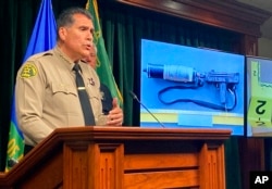 FILE - Los Angeles County Sheriff Robert Luna discusses the Monterey Park shooting during a news conference in Los Angeles, Jan. 25, 2023.