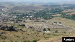 An overview of the ruins of the ancient city of Hattusa, the capital of the Hittite empire located at Bogazkoy in Turkey, in this undated handout picture. (Benjamin Anderson/Handout via REUTERS)