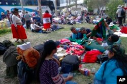 People who traveled to the capital from across the country camp out at San Marcos University during an ongoing protest against Peruvian President Dina Boluarte's government and Congress in Lima, Peru, Jan. 19, 2023.