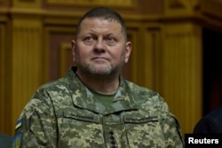 FILE - Ukrainian General Valerii Zaluzhnyi attends a session of the Ukrainian Parliament, in Kyiv, Ukraine, Dec. 28, 2022. (Ukrainian Presidential Press Service/Handout via Reuters)