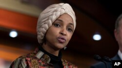 FILE: Somalia-born U.S. Rep. Ilhan Omar, D-Minn., speaks during a news conference on Capitol Hill in Washington, Jan. 25, 2023, in Washington.