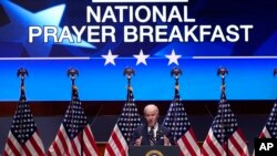 FILE - President Joe Biden speaks at the National Prayer Breakfast, Feb. 3, 2022, on Capitol Hill in Washington. 