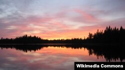 Sunset over Pose Lake, a small lake in the Boundary Waters Canoe Area Wilderness accessible only by foot.