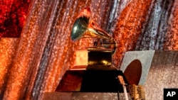 A Grammy award on stage at the 65th annual Grammy Awards held in Los Angeles, Feb 5, 2023