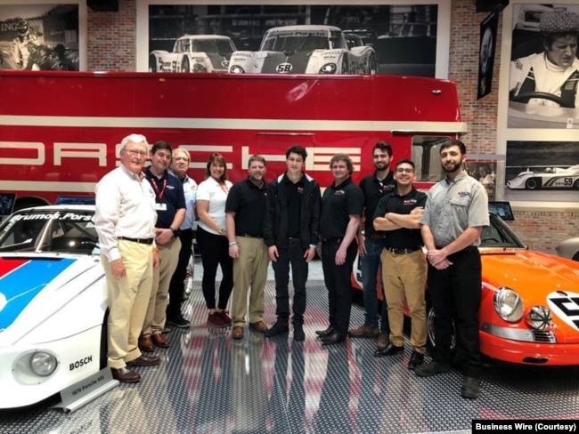 Students from McPherson College's auto restoration program.