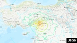 Epicenter of a 7.8 earthquake near Gaziantep, Turkey (U.S. Geological Survey)