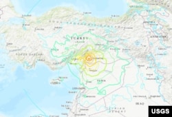 Epicenter of a 7.8 earthquake near Gaziantep, Turkey (U.S. Geological Survey)