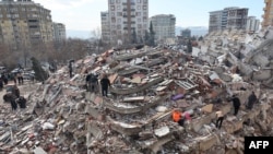 FILE: Rescuers in Turkey and Syria braved frigid weather, aftershocks and collapsing buildings, as they dug for survivors buried by an earthquake, its epicenter between Kahramanmaras (in photo) and Gaziantep, now in ruins under gathering snow. Taken Feb. 7, 2023 