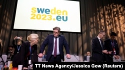 Министр юстиции Швеции Гуннар Стрoммер участвует во встрече с коллегами по ЕС в Стокгольме, Швеция, 27 января 2023 года