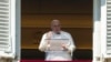 Pope Francis delivers his speech during the Angelus noon prayer from the window of his studio overlooking St. Peter's Square, at the Vatican, Feb. 12, 2023.