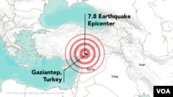 Pusat gempa di Turi dan Suriah