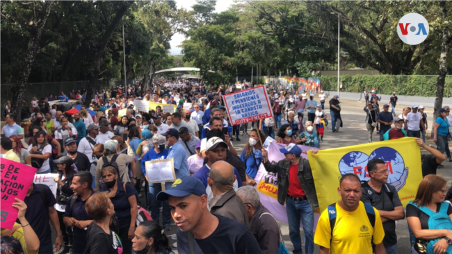 Gremios de diversos sectores salieron a las calles de Venezuela para reclamar salarios dignos. [Foto: Álvaro Algarra – 23 de enero de 2023]