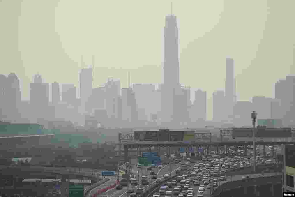 A view of traffic amid air pollution in Bangkok, Thailand, February 2, 2023.