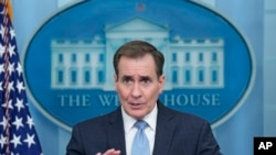 Juru bicara Dewan Keamanan Nasional AS John Kirby berbicara dalam konferensi pers harian di Gedung Putih, Washington, pada 25 Januari 2023. (Foto: AP/Susan Walsh)