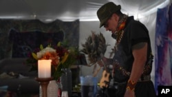 Colombian shaman Taita Pedro Davila, leads an ayahuasca ceremony with Hummingbird Church, in Hildale, Utah, Oct. 16, 2022.