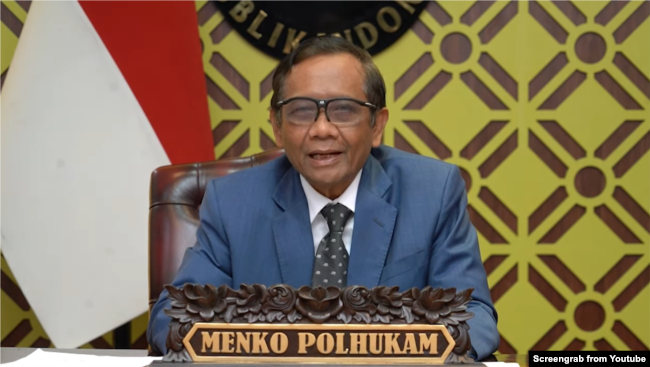 Menko Polhukam Mahfud MD (Tangkapan layar/YouTube Kemenko Polhukam).