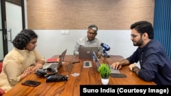 (From left to right) Suno India's co-founders - editor in chief Padma Priya, Rakesh Kamal, and Tarun Nirwan