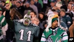 Spectators react after the NFC Championship NFL football game between the Philadelphia Eagles and the San Francisco 49ers on Jan. 29, 2023.