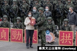 台湾总统蔡英文在兔年新春之际向台湾军人表达祝福。（2023年1月23日）