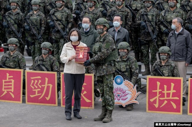 台湾总统蔡英文在兔年新春之际向台湾军人表达祝福。（2023年1月23日）