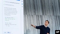 FILE - Yusuf Mehdi, Microsoft corporate vice president, demonstrates the integration of the Bing search engine and Edge browser with OpenAI on Feb. 7, 2023, in Redmond, Wash.