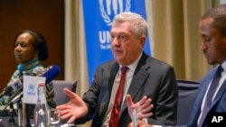 U.N. High Commissioner for Refugees Filippo Grandi speaks at a press conference in Addis Ababa, Ethiopia, Feb. 8, 2023.