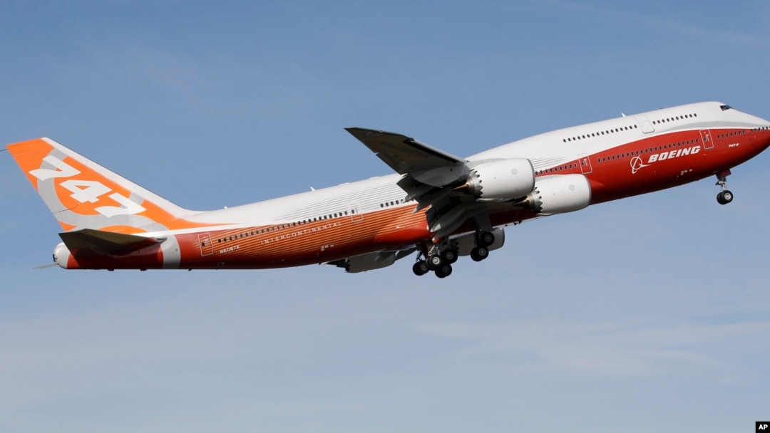 FILE - A Boeing 747-8 takes its first flight, March 20, 2011, at Paine Field in Everett, Wash. After more than half a century, Boeing is rolling its last 747 out of a Washington state factory on Tuesday night. 