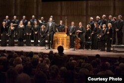 The Netherlands Chamber Choir, with conductor Peter Dijkstra, is one of four choirs performing the Psalms Experience in New York. (Remco van der Kruis)