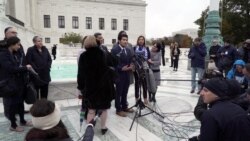 Jirayuth Latthivongskorn, a DACA recipient, speaks to the press after the Supreme Court's hearing