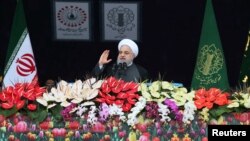 Hassan Rohani, marquant le 40è anniversaire de la révolution islamique,Téhéran, le 11 février 2019.