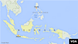显示印度尼西亚、菲律宾和苏禄海的地图。