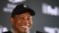 FILE - Genesis Invitational host Tiger Woods speaks at a press conference ahead of the PGA Tour golf tournament at the Riviera Country Club in Los Angeles, California, on Feb. 16, 2022.