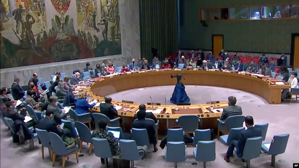 联合国安理会在联合国总部的一次会议。(2022年3月11日)(photo:VOA)