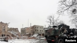 A view shows a destroyed building following recent shelling during Ukraine-Russia conflict in Kharkiv, Ukraine, March 5, 2022.