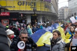 Protest podrške Ukrajini i protiv ruske invazije, u Beogradu, 6. marta 2022.