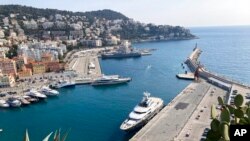 The Stella Maris yacht belonging to Rashid Sardarov is docked in Nice, France, Tuesday, March 1, 2022.