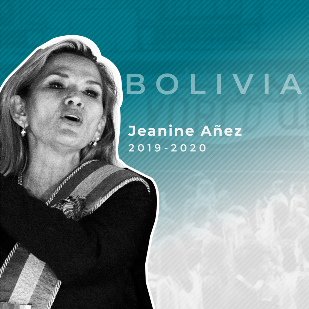 Asumió la presidencia de Bolivia de manera interina después de la crisis política que llevó a la renuncia de su predecesor, Evo Morales, en el 2019. Enfrentó la pandemia del COVID-19 y la crisis económica y sociopolítica del país después de la salida de Morales. Antes de asumir la presidencia, fue Senadora en la Cámara de Senadores del país.