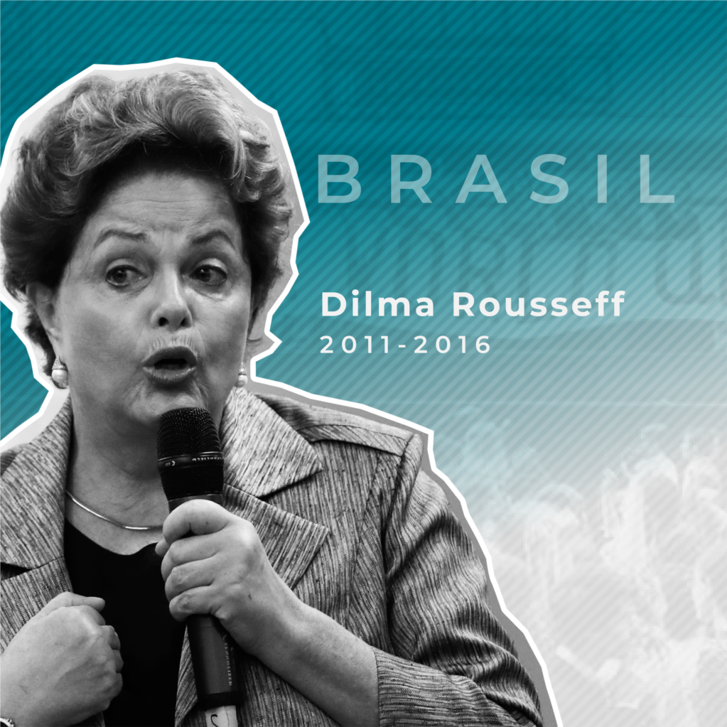 Primer mujer presidente de Brasil. Ganó las elecciones del .Ganó las elecciones del 2011 en segunda vuelta y después en el 2015 para un segundo mandato.Fue llevada a juicio político y destituida en el 2016. Su gobierno llevó a cabo una reforma fiscal e implementó una comisión de la verdad par investigar crímenes de la dictadura militar. Enfrentó una serie de escándalos de corrupción que llevaron a su destitución en el primer año de su segundo mandato. Antes de ser presidenta, trabajó en el gobierno de su predecesor, Luiz Inácio Lula de Silva, como ministra de Energía y jefa de gabinete.