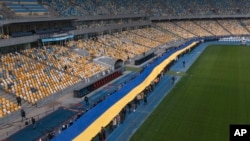  Filin wasa na Olympiyskiy a birnin Kyiv, Ukraine, Fabrairu. 16, 2022. 