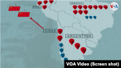 La presencia de los Institutos Confucio es más fuerte en los países que tienen una mayor relación comercial con China.  Rojo: Institutos Confucio.  Azul: Salones culturales Confucio.