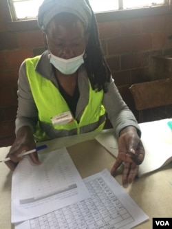 An election official at one of the polling stations in Bulawayo.