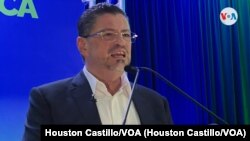 Rodrigo Chaves este domingo al conocer los resultados, Foto Houston Castillo, VOA