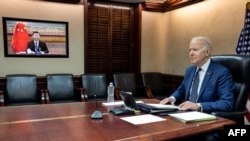 President Joe Biden speaks with Chinese President Xi Jinping from the White House in Washington, DC, on March 18, 2022. 