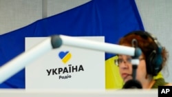 Natalia Churikova, editor in chief of Radio Ukraine, is seen at its studio in Prague, Czech Republic, March 31, 2022.